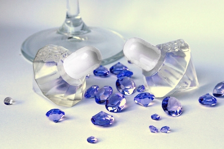 wedding bubbles σε σχήμα διαμάντι με λευκό πώμα