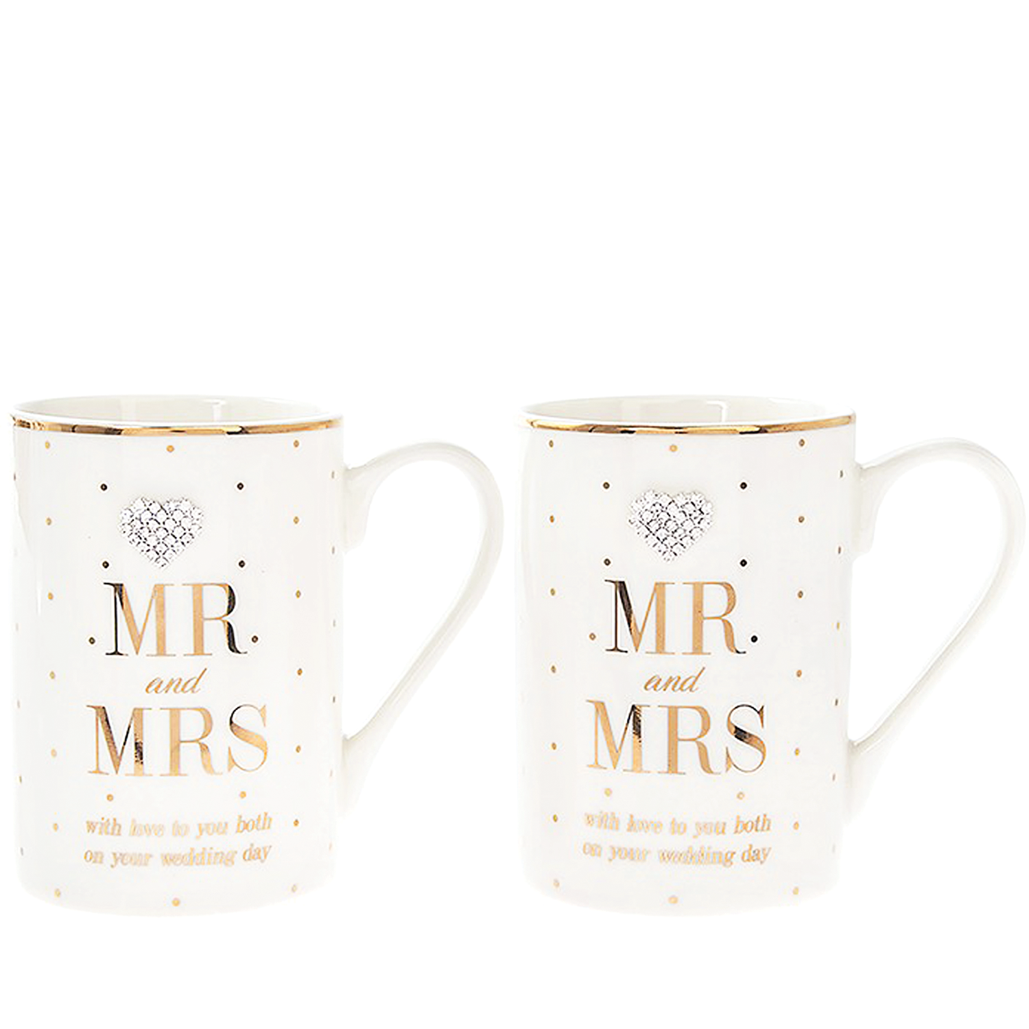 Mad Dots  Mr   Mrs  Set Of 2 Wedding Mugs